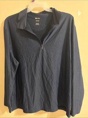 Haggar Men's Dark Navy Long-Sleeve Quarter-Zip Polo